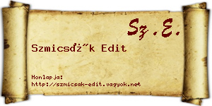 Szmicsák Edit névjegykártya